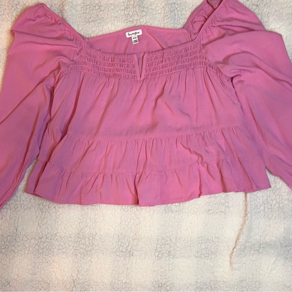 Cropped Pink Tiered Blouse